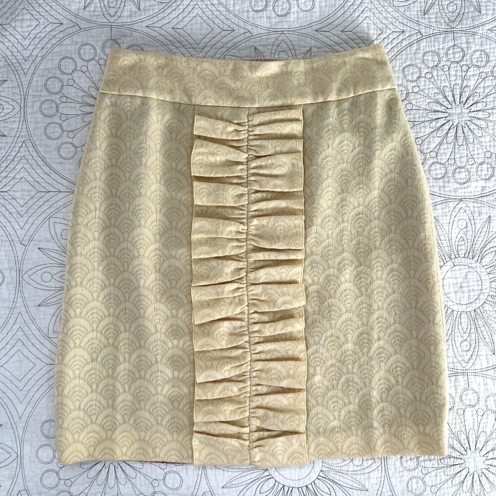 LEIFSDOTTIR Butter Jacquard Ruffle Skirt Wool Blend anthropologie
